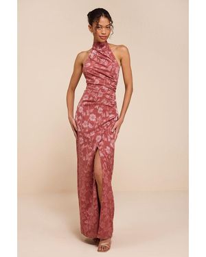 Lulus Felicia Rusty Rose Floral Burnout Column Maxi Dress - Pink