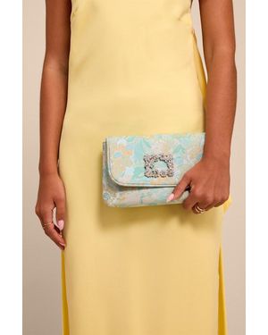 Lulus Efina Floral Jacquard Crossbody Clutch - Green
