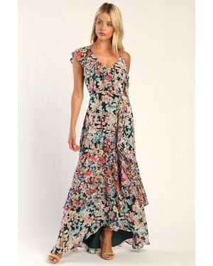 Lulus Radiant Hunter Floral Print Chiffon Maxi Dress - White