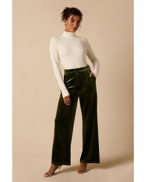 Lulus Haira Velvet Wide-Leg Mid-Rise Trouser Trousers - Natural