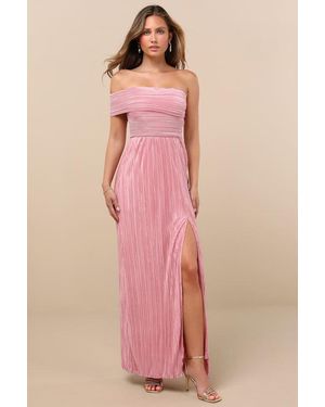 Lulus Poised Performance Plisse One-Shoulder Maxi Dress - Pink