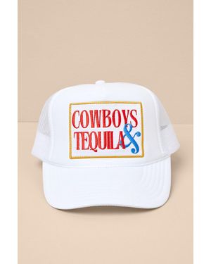Friday Feelin Cowboys & Tequila Mesh Trucker Het - White