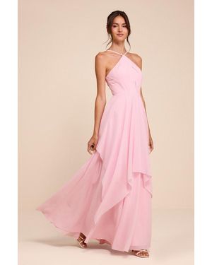 Lulus Aletta Tiered Halter Maxi Dress - Pink