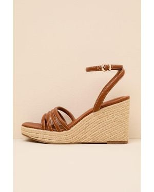 Matisse Sunnie Cognac Raffia Wedge Sandals - Natural