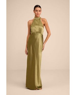 Lulus Sevinia Satin Mock Neck Sleeveless Maxi Dress - Brown