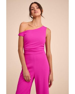 Lulus Lawny Twisted One-Shoulder Jumpsuit - Pink