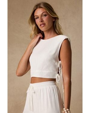 Lulus Irida Tie-Side Sleeveless Crop Top - Natural