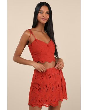 Lulus Kamilla Eyelet Embroidered Mini Wrap Skirt