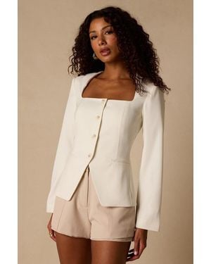 Lulus Myanna Long Sleeve Blazer Top - Natural