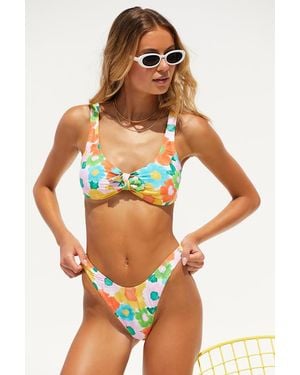 Lulus Gone Coastal Floral Print Low Rise Bikini Bottoms - Orange