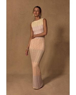 Lulus Kirsten Crochet Backless Maxi Dress - Brown