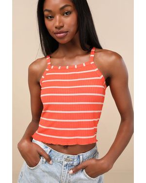 Roxy Cool Sunsetz Striped Ribbed Tank Top - Red