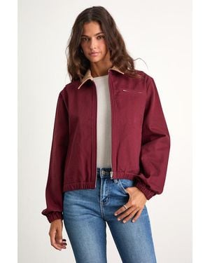 Lulus Haimi Cotton Barn Jacket - Red