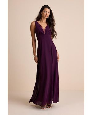 Lulus Simply Immaculate Dark Backless Maxi Dress - Purple