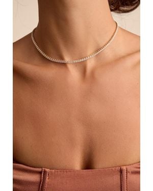 Lulus Acaria 14Kt Rhinestone Tennis Necklace - Brown