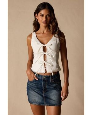 Lulus Sweetly Coy Sleeveless Bustier Tie-Front Top - Blue