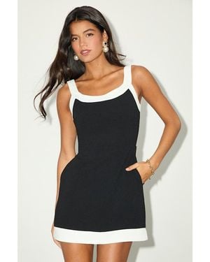 Lulus Posh Darling Colour Block Sleeveless Mini Dress - Black