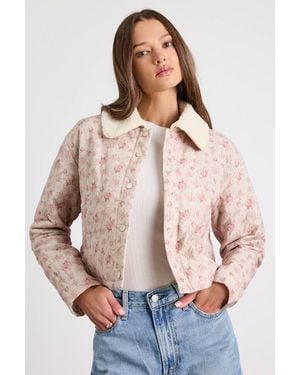 Lulus Montera Floral Quilted Barn Jacket - Natural