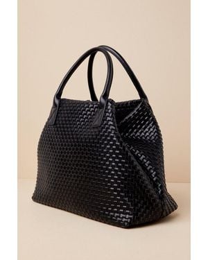 Lulus Big Time Moves Woven Oversized Tote Bag - Black
