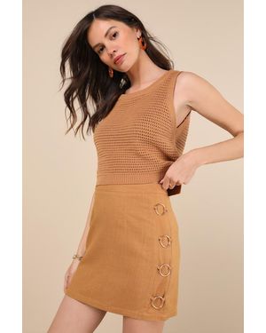 Lulus Fedra Ring High-Rise Mini Skirt - Brown