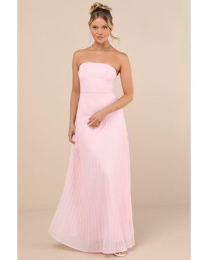 Lulus Celebratory Aesthetic Pleated Strapless Maxi Dress - Pink