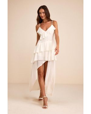 Lulus Brinna Ruffled High-Low Maxi Dress - Natural