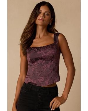 Lulus Quinnie Floral Jacquard Bow Tank - Brown