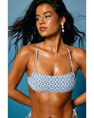 Roxy Hazy Dazy Floral Bralette Bikini Top - Blue