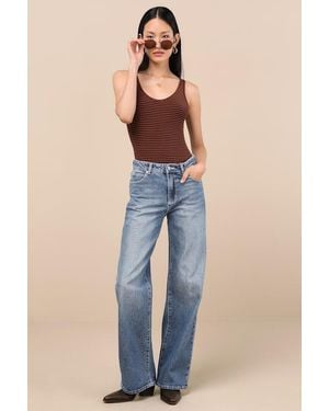 Rolla's Kate Medium Wash Mid-Rise Baggy Jeans - Blue