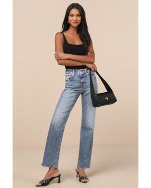 Daze Denim Sundaze Light Wash Denim High-Rise Straight Leg Jeans - Blue