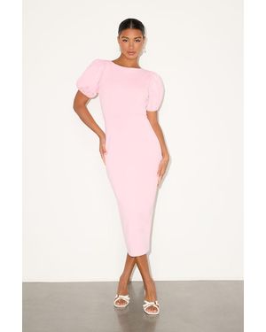 Lulus Simply Beloved Puff Sleeve Bodycon Midi Dress in Blue | Lyst