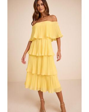 Lulus Gala Ready Off-The-Shoulder Ruffle Midi Dress - Yellow
