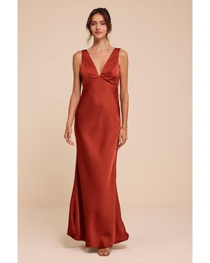 Lulus Hatley Satin Cowl Back Maxi Dress - Red