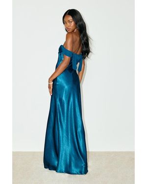 Lulus Alaida Satin Off-The-Shoulder Maxi Dress - Blue