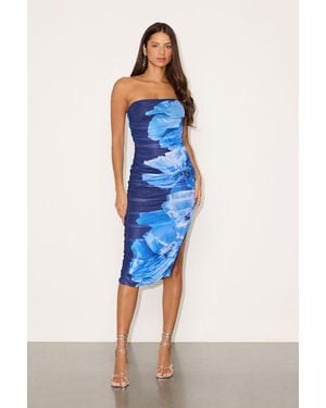Lulus Jeanna Floral Mesh Midi Dress - Blue