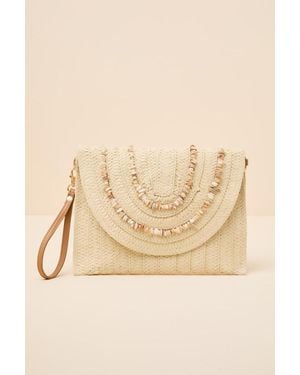 Lulus Mala Raffia Beaded Clutch - Natural