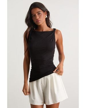 Lulus Linzia Jersey Knit Asymmetrical Top - Black