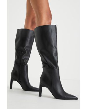 Lulus Olivet Pointed-Toe Knee-High Boots - Black