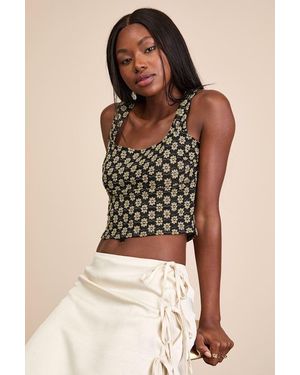 Lulus Majorly Delightful And Floral Textured Tank Top - Natural