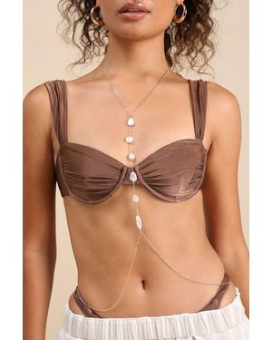 petit moments Delphia Pearl Body Chain Harness - Natural