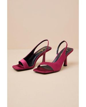 Lulus Romillie Satin Slingback High Heel Sandals - Pink
