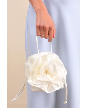 Lulus Reeta Satin Rosette Bucket Bag - Natural