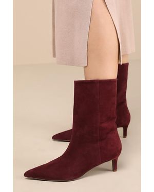 Seychelles Game Changer Mahogany Suede Leather Pointed-Toe Mid-Calf Boots - Red