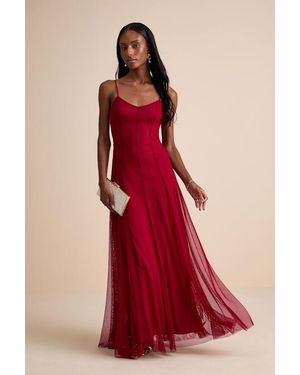 Lulus Atori Mesh Sleeveless Maxi Dress - Red