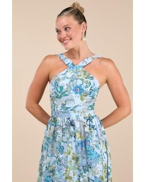 Lulus Lilja Floral Print Maxi Dress - Blue