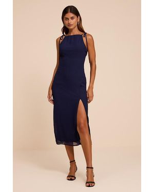 Lulus Rebecca Tie-Strap Column Midi Dress - Blue