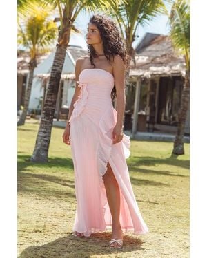Lulus Brylee Pleated Ruffled Maxi Dress - Pink