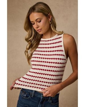 Lulus Linley And Striped Knit Tank Top - White