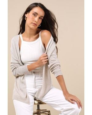 Lulus Clean Aesthetic Light Knit Cardigan Sweater - Gray