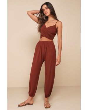 Lulus Doin' It Right Wrap Two-Piece Jumpsuit - Natural